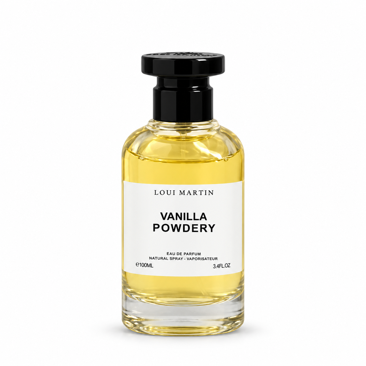 Vanilla Powdery — flacon sur fond blanc