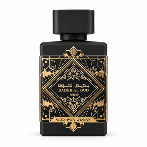Bade’e Al Oud — Oud for Glory — flacon sur fond blanc