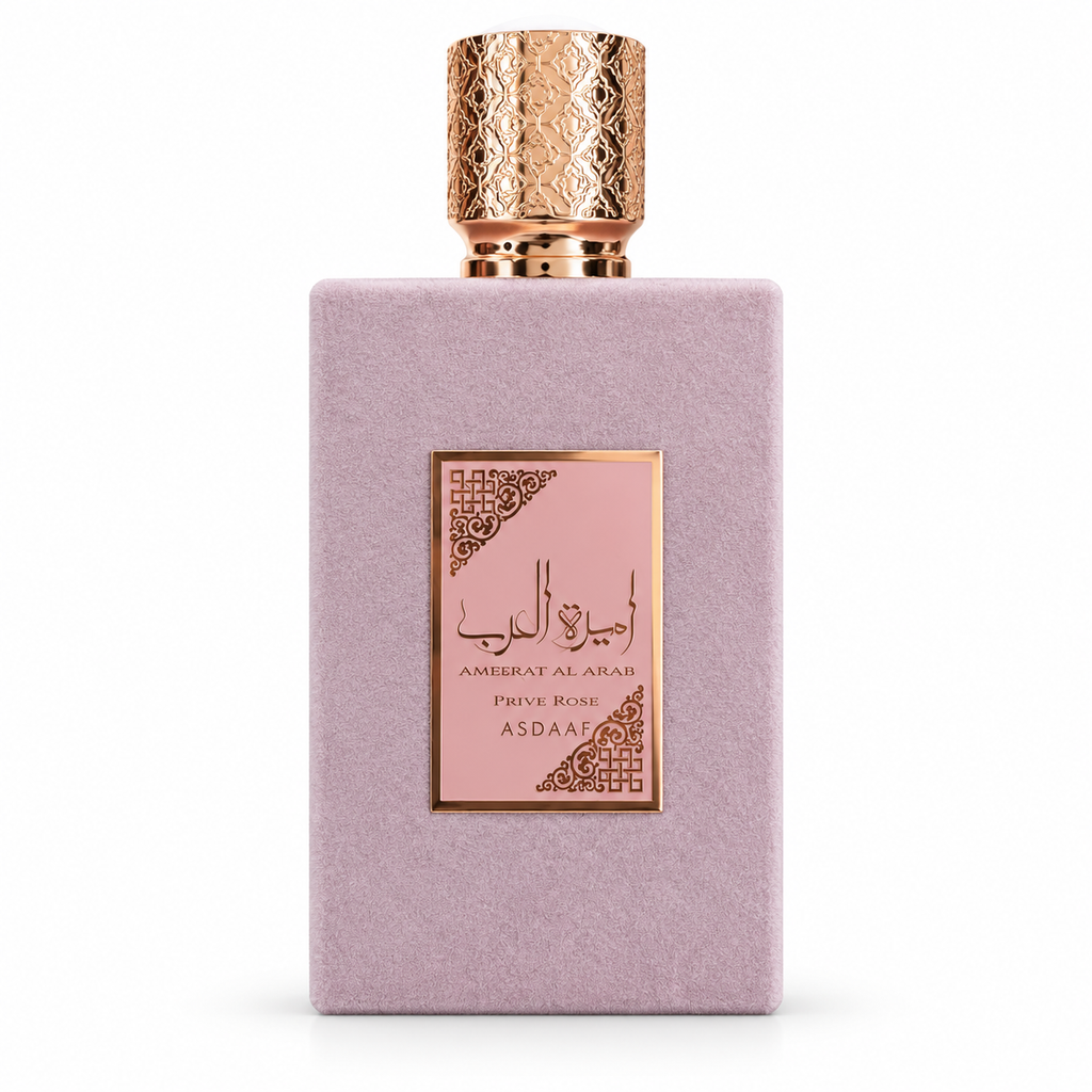 Ameerat Al Arab — Prive Rose — flacon sur fond blanc