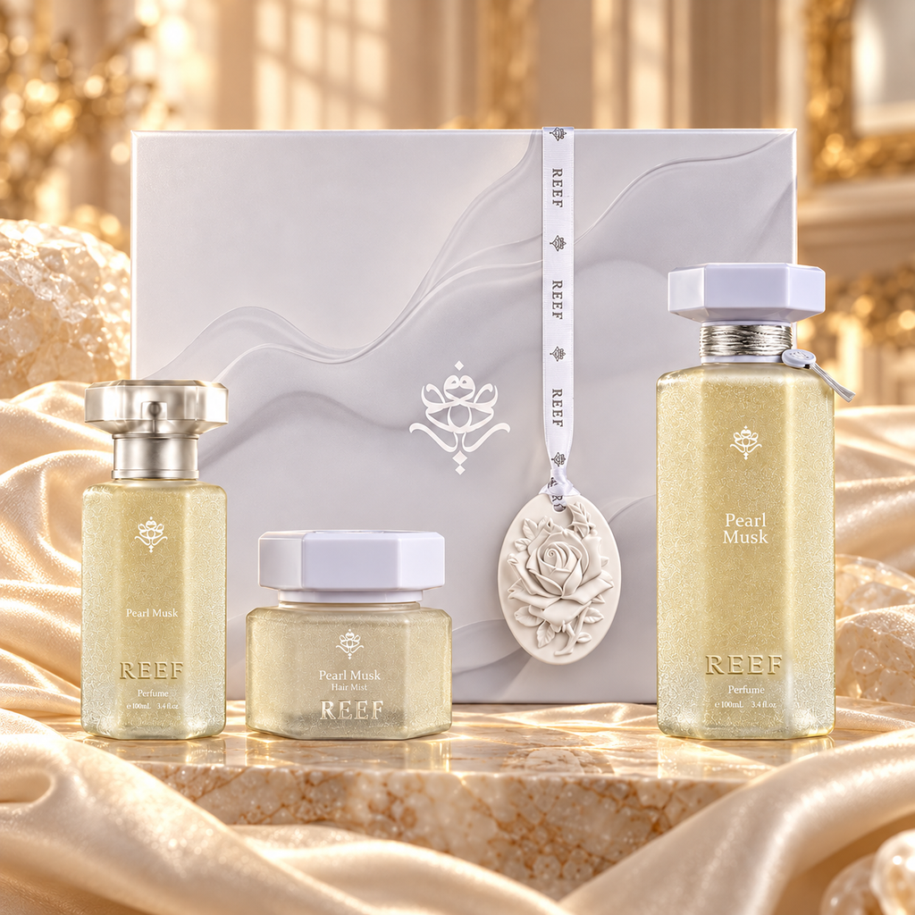 Coffret Pearl Musk — univers de couleurs, format carré 1:1